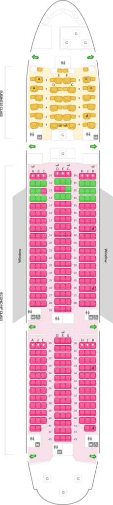 Asiana Airlines Boeing 777-200ER-2 Seat Map