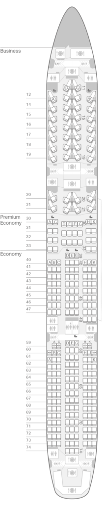 Cathay Pacific Airbus A350-900 Seat Map