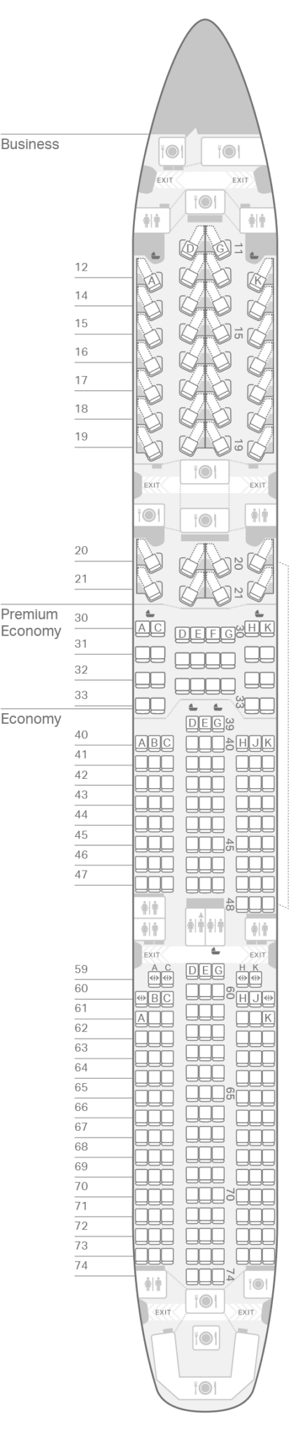 Cathay Pacific Airbus A350-900 Seat Map