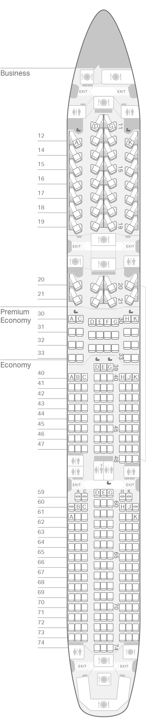 Cathay Pacific Airbus A350-900 Seat Map