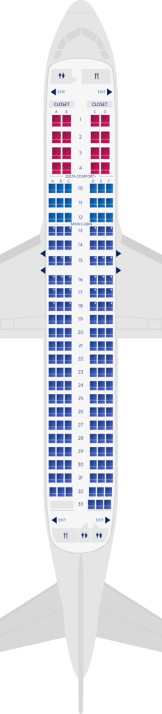 Delta Air Lines Airbus A320 Seat Map