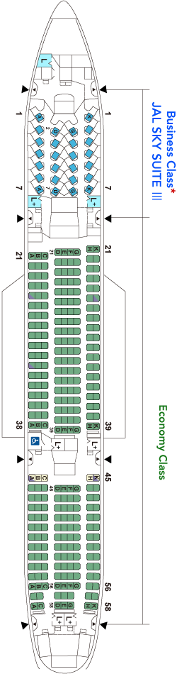 Japan Airlines Boeing 777-200ER Seat Map