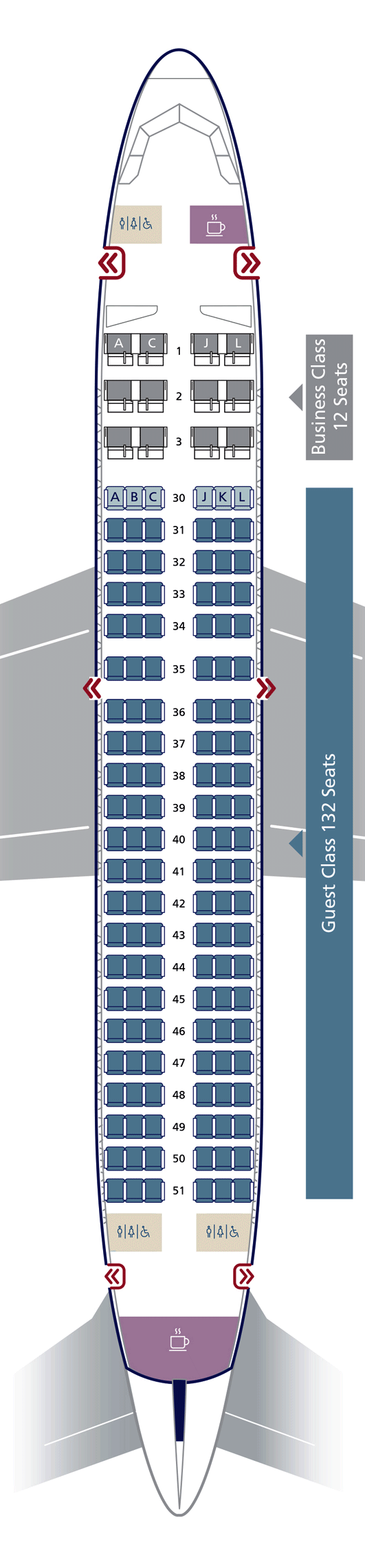 Saudi Arabian Airlines Airbus A320-3 Seat Map