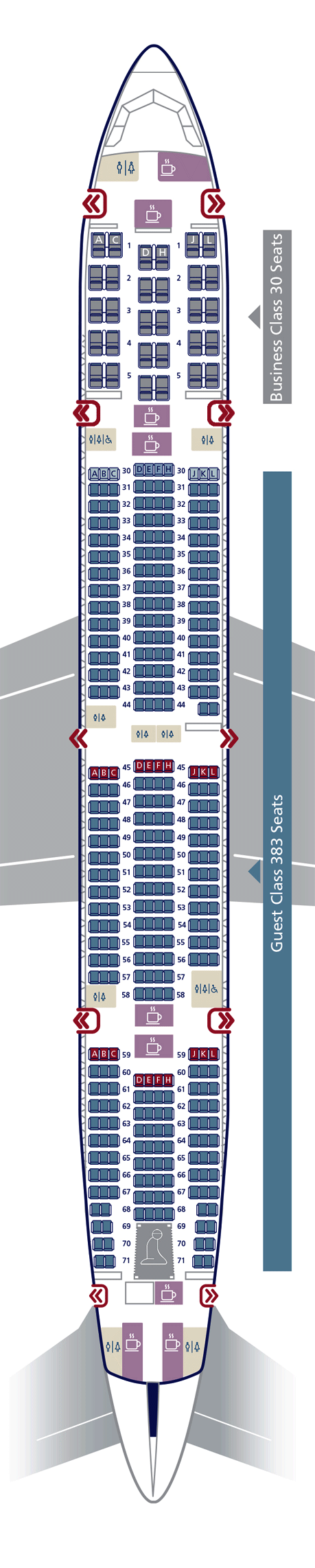 Saudi Arabian Airlines Boeing 777-300ER-5 Seat Map
